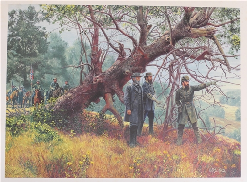 Commanders of Manassas Generals Lee, Longstreet, and Jackson by Mort Kunstler Limited Edition Artist Signed and Numbered Offset Lithograph 745/1500 Published by American Print Gallery - Measures...