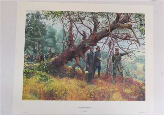 Commanders of Manassas Generals Lee, Longstreet, and Jackson by Mort Kunstler Limited Edition Artist Signed and Numbered Offset Lithograph 745/1500 Published by American Print Gallery - Measures...