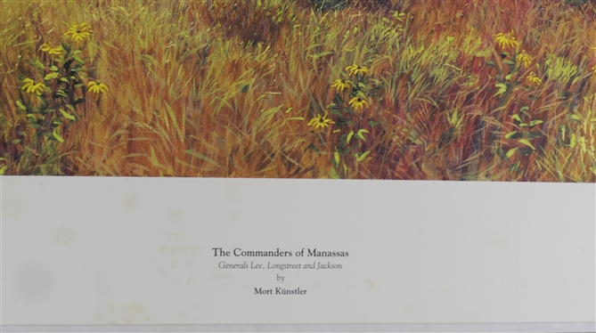 Commanders of Manassas Generals Lee, Longstreet, and Jackson by Mort Kunstler Limited Edition Artist Signed and Numbered Offset Lithograph 745/1500 Published by American Print Gallery - Measures...