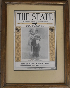 The State - A Weekly Survey of North Carolina Framed Magazine - From April 28th 1934 - Carolina Pickaninnies Cover Photo - Frame Measures 17 3/8 by 13 1/2