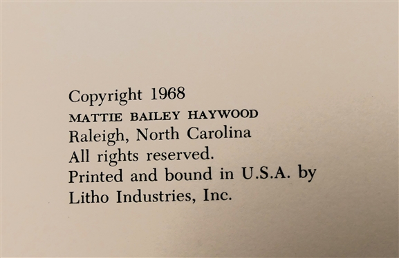 Builders of the Old North State Selected Sketches by Marshall DeLancey Haywood - Author Signed an Inscribed Hardcover Book with Dust Jacket