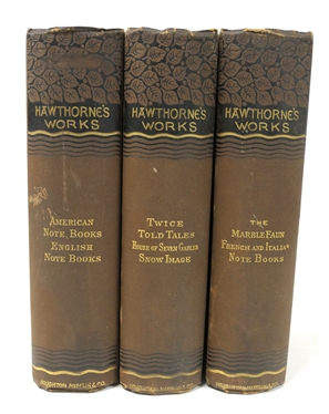 3 Volumes Hawthorne''s Works Fireside Editon  1871 - Christmas Gift in 1887 - 3 Hardcover Books