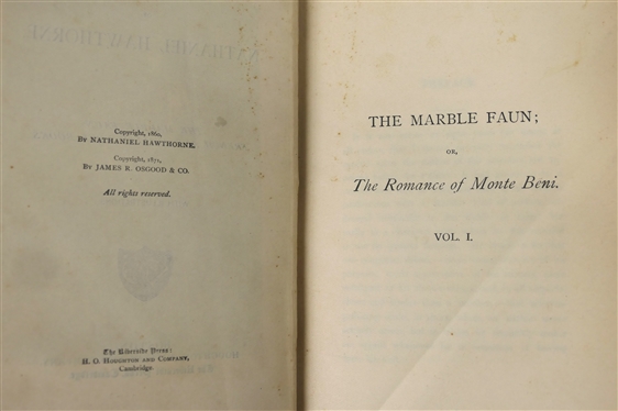 3 Volumes Hawthorne''s Works Fireside Editon  1871 - Christmas Gift in 1887 - 3 Hardcover Books