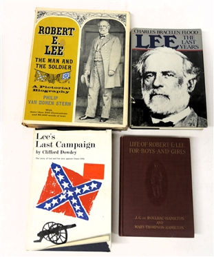 4 Hardcover Books on Robert E. Lee - Life of Robert E. Lee For Boys and Girls  by J.G.de Roulhag Hamilton and Mary Thompson Hamilton Lee - The Last Years by Charles Bracelen Flood, Lee''s Last...