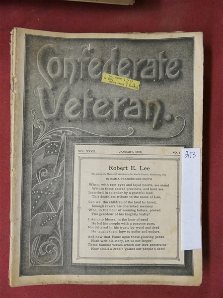 The Confederate Veteran Magazine - 1919 Full Year of Issues