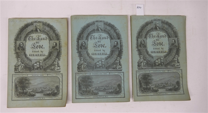 The Land We Love  - A New Monthly Magazine Edited By Gen. D.H. Hill -  Charlotte, N.C - 3 Issues - January 1869 - No. XXXIII, February 1869 No. XXXIV, and March 1869 No. XXXV