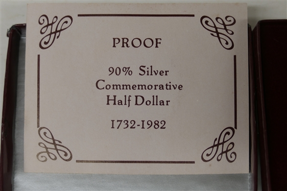 1982 George Washington Commemorative Half Dollar - 90% Silver - In Fitted Case with Certificate 