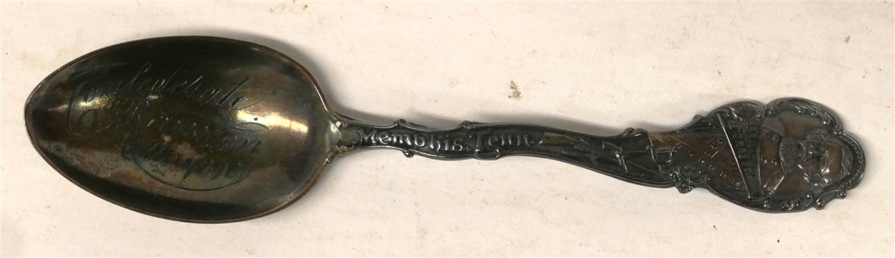 Confederate Reunion May 1901 - Memphis, Tenn. - Sterling Silver Souvenir Spoon - Spoon Measures 5 5/8 Long