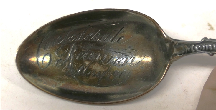Confederate Reunion May 1901 - Memphis, Tenn. - Sterling Silver Souvenir Spoon - Spoon Measures 5 5/8 Long