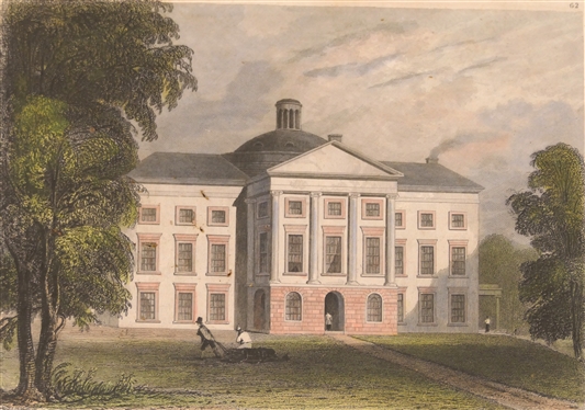 Capitol of North Carolina, Raleigh Hand Colored Steel Engraving  - Published August 15,1831 - Engraved and Printed by Ferner, Sears, & Co. - Drawn by W. Goodacre - North Carolina State Capitol...