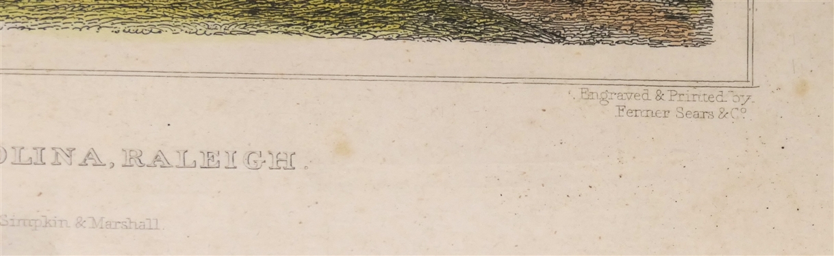 Capitol of North Carolina, Raleigh Hand Colored Steel Engraving  - Published August 15,1831 - Engraved and Printed by Ferner, Sears, & Co. - Drawn by W. Goodacre - North Carolina State Capitol...