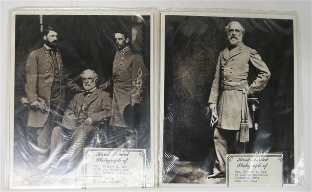 2 - Hand Printed Photographs - Gen. Robert E. Lee by Julian Vannerson Richmond, 1864 - Neg. No. 21-1 and Gen. Robert E. Lee with Son Custis and Col. Taylor. Richmond, 1865 - by M. Brady - Neg. No....
