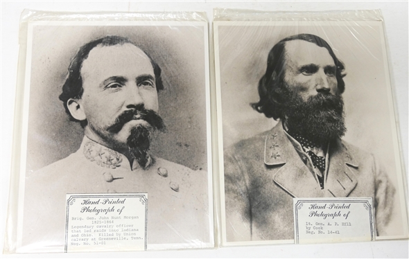 2 Hand Printed Photographs - Brig. Gen. John Hunt Morgan 1825-1864 Legendary cavalry officer that led raids into Indiana and Ohio. Killed by Union calvary at Greeneville, Tenn. Neg. No. 51-01 and...