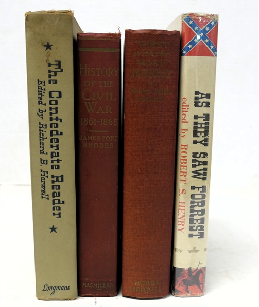 4 Hardcover Civil War Books - "As They Saw Forrest" Edited By Robert S. Henry -Limited Edition Author Signed First Edition  "History of the Civil War - 1861-1865" by James Ford Rhodes - Latest...