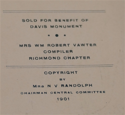 1902 Calendar - Sold For Benefit of Davis Monument - Mrs. W.M. Robert Vawter Compiler Richmond Chapter - 1901 - Full Calendar with Great Illustrations - Bound with Red and White String