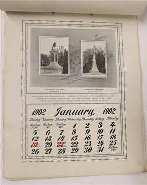 1902 Calendar - Sold For Benefit of Davis Monument - Mrs. W.M. Robert Vawter Compiler Richmond Chapter - 1901 - Full Calendar with Great Illustrations - Bound with Red and White String