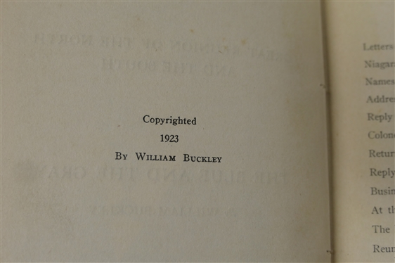 Buckley''s History of the Great Reunion of the  North and South By William Buckley - 1923 Hardcover Book - William Buckley Staunton.VA