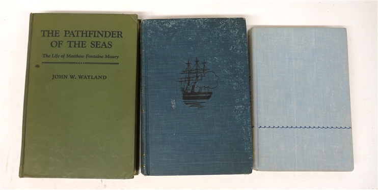 3 Hardcover Books - Ocean Pathfinder by Frances Leigh Williams- Author Signed First Edition, By Sea and By River - The Naval History of The Civil War by Bern Anderson - First Edition, and The...