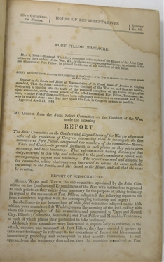 3 Books - Official Reports of Battles Published by Order of Congress - Richmond VA - 1862, Reports of the Committee on the Conduct of the War Fort Pillow Massacre - Returned Prisoners and...