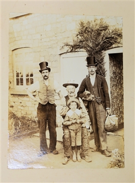 Original Photograph of Group of Gentlemen with Small Child and Cat - All Wearing Great Hats - Image Measures 8 by 6 