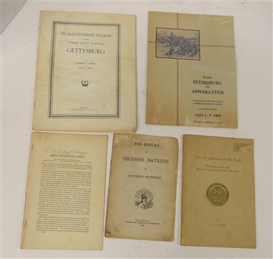 Group of Paperbound Booklets - The Evolution of the Colt - Firearms from the Robert Q. Sutherland Collection by R.L. Wilson - 1967, The Rebuke of Secession Doctrines by Southern Statesmen 1863,...