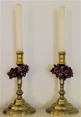 Pair of Heavy Virginia Metalcrafters Brass Candlesticks - CW16-36 - each Measures 9" Tall 