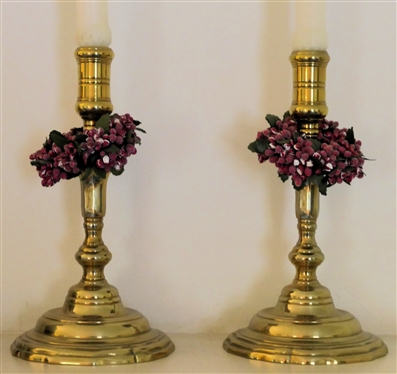 Pair of Heavy Virginia Metalcrafters Brass Candlesticks - CW16-36 - each Measures 9 Tall 