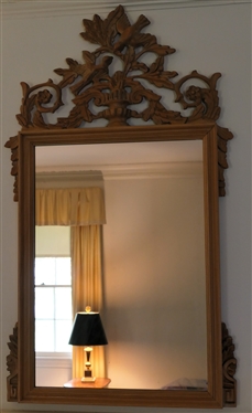 Beautiful Framed Mirror with Bird and Floral Crest - Frame Measures 40" by 23"