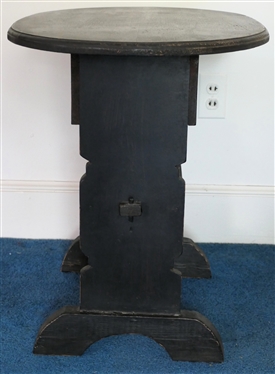 Trestle Style End Table - Dark Finished Pine  - Oval Table Measures 23 1/2 Tall 31 by 18 