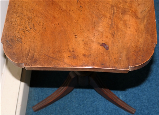 19th Century Walnut Wine / Tea Table with Reeded Pedestal Base - Dovetailed Bottom - Rounded Corners - Stand Measures 23 Tall 16 1/2 by 14 