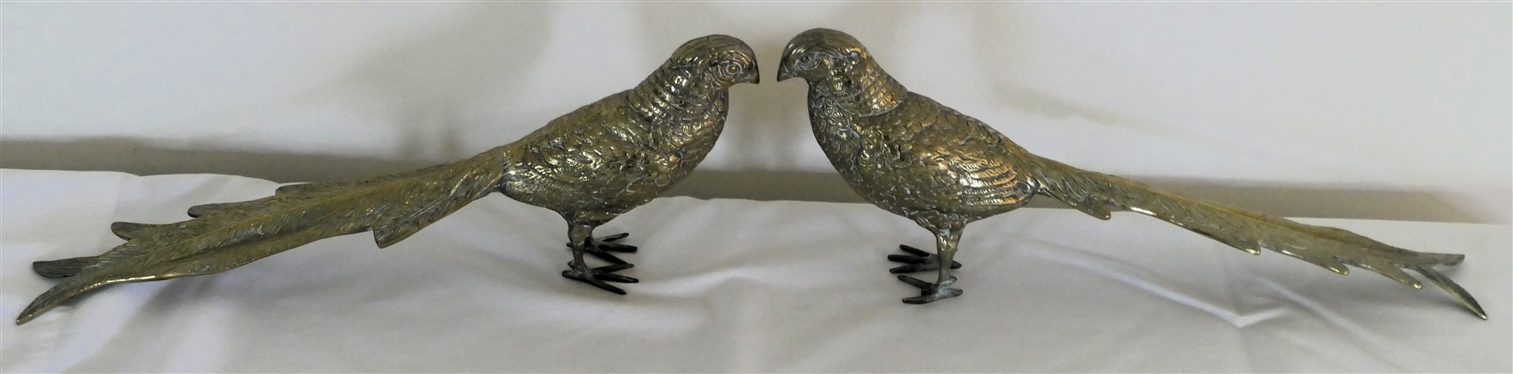 Pair of Brass Phesants - 5 tall 13 1/2 Long