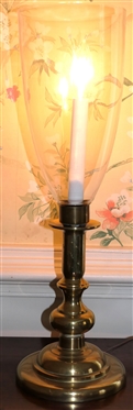 Harvin Brass Candlestick Lamp with Glass Hurricane Shade - Brass Base Measures 10 Tall with Shade 11 