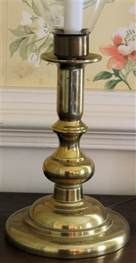 Harvin Brass Candlestick Lamp with Glass Hurricane Shade - Brass Base Measures 10 Tall with Shade 11 