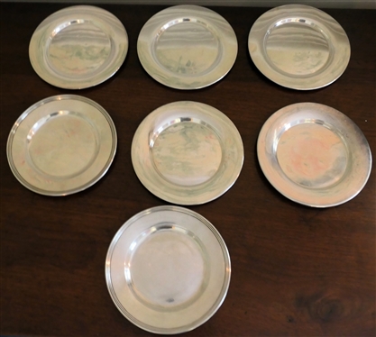 7 W Sterling Silver Bread Plates - Marked P10 - Each Plate Measures 6 Across