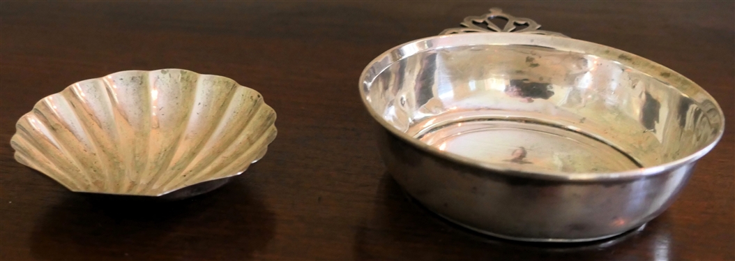 Sterling Silver Porringer and 800 Silver Footed Shell Dish - Porringer Measures 4 3/8 without Handle