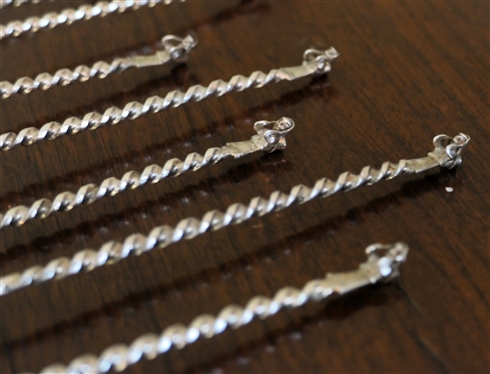 12 Hand Crafted Silver Cocktail Stirrer Spoons with Tiny Handmade Man and Woman Terminals - Twisted Stems - Each Spoon Measures 7 1/8 Long 