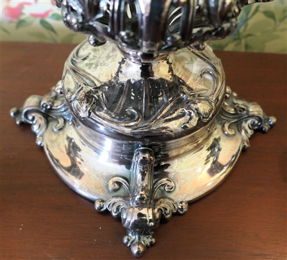 Very Fine Silver Plate Reed & Barton Silverplate Centerpiece - 3 Branches with Crystal Inserts  - Can Be Used as Centerpiece or Candelabra - Measures 13 Tall 21 Across - 15 Tall with Center Bowl 