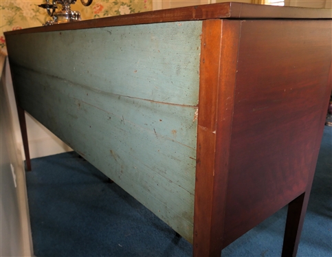 Very Nice Mahogany Server - 3 Dovetailed Drawers Across Top - Over 2 Cabinets and 1 Dovetailed Drawer - Tapered Leg- Brass Pulls - Server Measures 39 1/2 Tall 69 1/2 By 19 1/2 