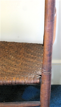 19th Century Primitive Ladder Back Chair - Oak Splint Seat - Chair Measures 32 Tall 12 to Seat