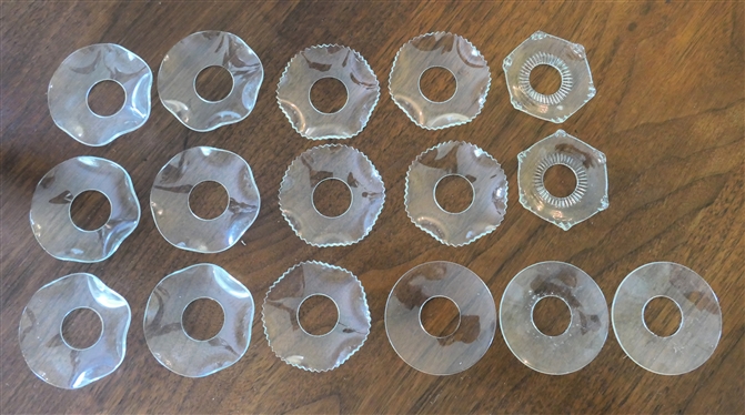 16 Glass Bobeches / Candle Rings
