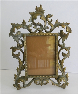 Ornate Metal Photo Frame - Gold Finish - Holds 3 1/2 by 5 Photo - Marked AF 174 on Back 