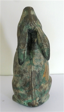 Cast Iron Rabbit Statue - Made in Japan - Gold Painted Accents - Rabbit Figure Measures 8 1/4 Tall 