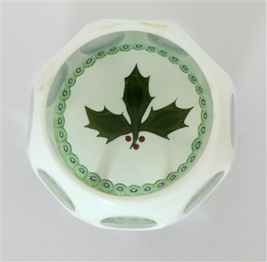 Perthshire Paperweights Christmas Holly 1978 Paperweight - Measures 1 1/2 Tall 2 1/2 Across