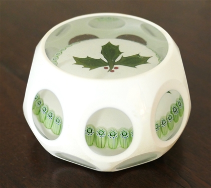 Perthshire Paperweights Christmas Holly 1978 Paperweight - Measures 1 1/2 Tall 2 1/2 Across