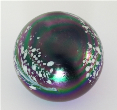 Iridescent Amethyst Art Glass Paperweight - Measures 2 3/4 Across