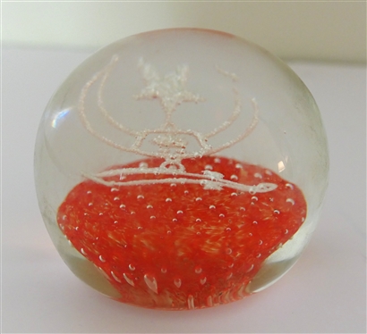 Vintage Shriners Emblem Art Glass Paperweight - Handblown - Measures 3 Across