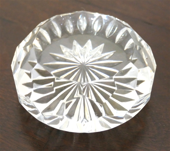 Waterford Crystal Faceted Paperweight - Signed Waterford - Measures 1 1/2" Tall 3" Across