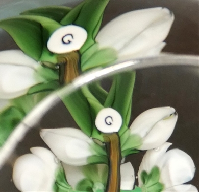 Handell Studio - 1991 Art Glass Paperweight with Dogwood Flowers - Measures 2 Tall 3 Across