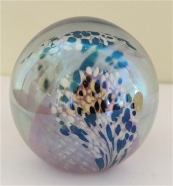 The Glass Eye - Signed Paperweight - Clear Iridized  - Measures 2 3/4