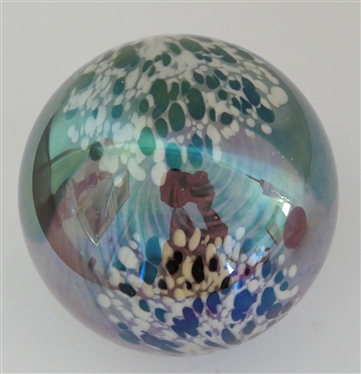 The Glass Eye - Signed Paperweight - Clear Iridized  - Measures 2 3/4